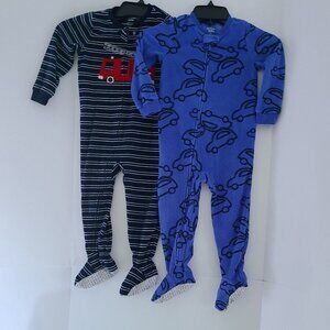 CARTER'S FLEECE FOOTED PAJAMAS BUNDLE | CAR &FIRE TRUCK PRINT | SIZE 3T